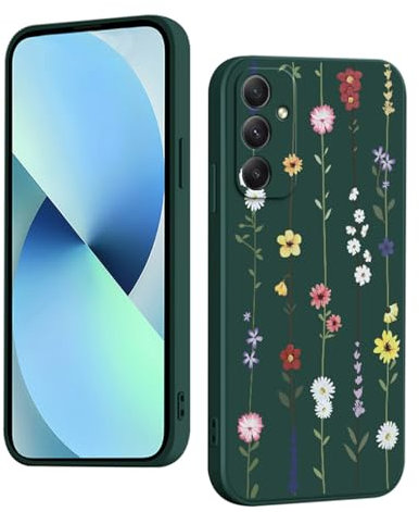YUXING Silicone Cover per Samsung Galaxy S24 5G - Moda Modello Carino Custodia Design Sottile Slim Cover Antiurto, Antiscivolo Elegante, Protezione Totale (Flower,Green)