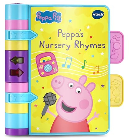 VTech Peppa Pig: Peppa's Nursery Rhymes, libro oficial de Peppa Pig con rimas infantiles, páginas de limpieza, luces, canciones y efectos de sonido, juguete interactivo para bebés de 9, 12, 18+ meses,