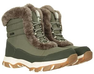 Mountain Warehouse Ohio Short Womens Thermal Snow Boots - Snow Proof, IsoDry, Faux Fur & Thermal Tested -20 °C Ladies Shoes - Best for Winter, Skiing, Winter Sports Light Khaki Womens Shoe Size 6 UK