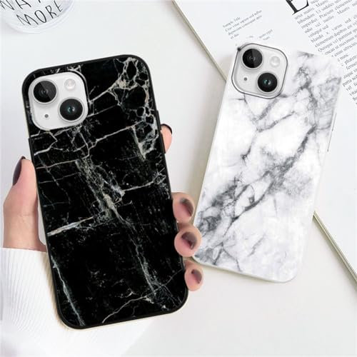 Xylota 2 Stück Handyhülle für iPhone 14/iPhone 13 6,1 Hülle, Weich Silikon Dünn TPU Bumper Case mit Aesthetic Muster Marmor, Handytasche Stoßfeste Kratzfest Elegantes Schutzhülle Cover, Schwarz +Weiß