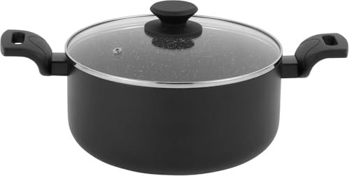 PROGRESS BW12920EU7 Marble Ceramic 24 cm Stockpot with Lid– Non-Stick Cooking Pot with Metallic Marble Ceramic Coating, 4.65L Capacity, Induction Hob Suitable, Pressed Aluminium Cookware, PFAS-Free