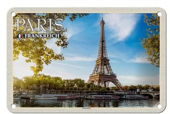 FEMER Blechschild Reise 18x12cm Paris Frankreich Eiffelturm Dekoration