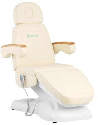 Physa Elektrische Kosmetikliege 3 motoren 300 W 205 x 61 x 63-90 cm 150 kg Creme Behandlungsliege Kosmetikstuhl Therapieliege Tattooliege