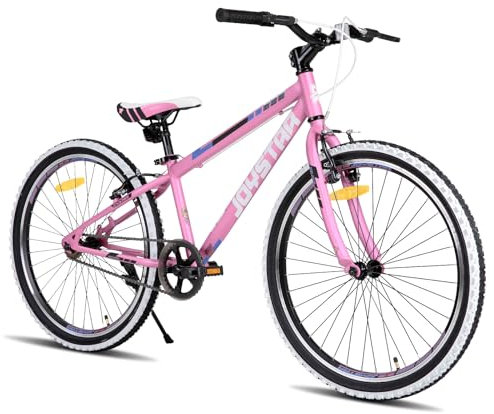 JOYSTAR Lubbock Vélo enfant 24 pouces pour garçons et filles âgés de 9 à 13 ans VTT Hardtail pour enfants avec 1 vitesse, rose