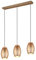 lightling 3-flammige Pendellampe Bill mit Holzakzenten, Höhe anpassbar, Deckenmontage, IP20 Indoor, exkl. 3 x E27 max. 28W, Ø 15 cm, Höhe 150 cm, Breite 71 cm, Metall, coffee