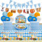 Oktoberfest Deko Set, 20 Gäste Bayrische Dekoration Partyzubehör 20 Große Papptellern + 20 Servietten + 10 Luftballons + 2.2m Wimpelkette + 3m Oktoberfest Banner + 1 Tischdecken