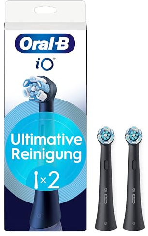 Oral-B iO Ultimative Reinigung – ORIGINAL Aufsteckbürsten für Elektrische Oral-B iO Zahnbürsten – Bürstenköpfe, Zahnbürstenaufsatz, Ersatzbürsten, Fortschrittliche Tiefenreinigung – Schwarz, 2 Stück