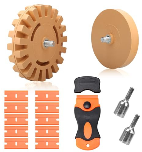 Rubber Eraser Wheel, 2 Pcs Car Sticker Remover Kit, Decal and Adhesive Remover Tool with Adaptors for Using with Cordless Screwdriver to Remove Foil, Vinyl, Glue, Sticker, Adhesive on Window Cars
