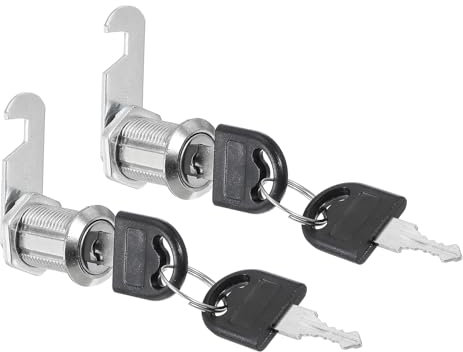 PATIKIL Verrou de Tiroir de Meuble avec Clés 2 Pièces 1 (25mm) Cylindre de Serrure de Sécurité en Alliage de Zinc à Clé Différente pour Porte Placard Boîte aux Lettres Bureau Argent