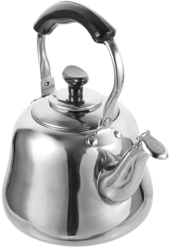 Hervidor de agua de acero inoxidable, 1 l, con silbato y filtro, hervidor de agua doméstico para gas y cocina de inducción, para té y café, práctica tetera