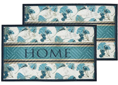 Astra rutschfeste Fußmatte innen & außen - Ginko Home 2er Set 45 x 75 cm | Strapazierfähige Schmutzfangmatte Rücken aus recyceltem Gummi Türmatte rutschfest Fussmatte wasserabweisend Eingangsbereich