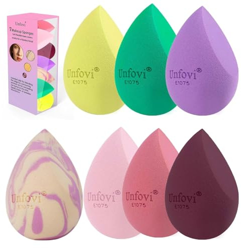 7-Pack Makeup Sponges Set, Cosmetic Sponge for Foundation & Concealer, Latex-Free Reusable Beauty Face Blender, Soft Makeup Blenders for Liquid, Cream, Powder Wet/Dry Application (Multi)