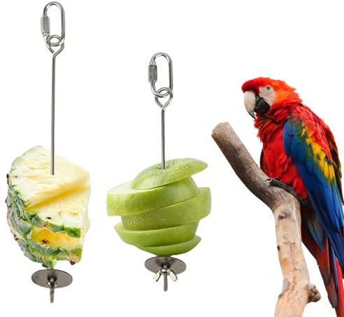 2 Stk Wellensittich Futterspender,Vogelspielzeug für Wellensittiche Spielzeug,Nymphensittich Spielzeug,Wellensittich Zubehör,Papageienspielzeug,Vogelkäfig Zubehör,Edelstahl Futterspender für Papageien