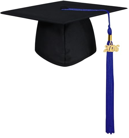 GraduationMall Doktorhut Studentenhut Abschluss Hut 2026,Abschlussmütze für Abitur Bachelor Master,Abschlussfeier Abschlusskappe Schwarz/Royalblau