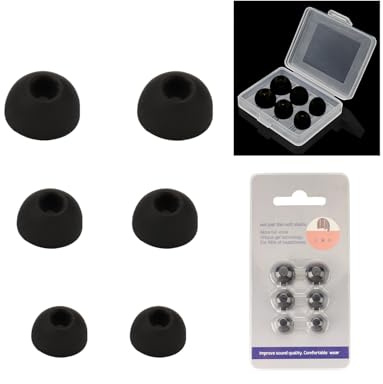 Cuscinetti auricolari di ricambio per XIAOMI REDMI Buds 8 lite (S/M/L, 3 paia), in silicone di alta qualità, con isolamento acustico, design toergy antiscivolo, comfort con custodia portatile, nero e
