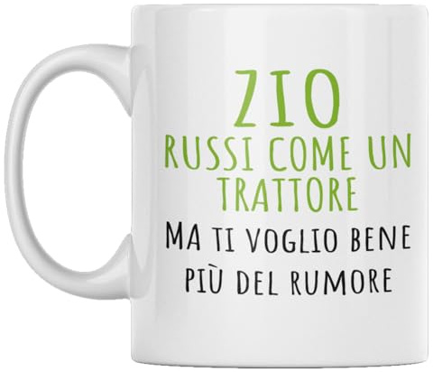 Vulfire Tazza Zio Russi come un Trattore Idee Regalo Simpatiche per Compleanno Uomo Idee regali per Zii originale per lui Natale Colazione Cucina (Bianco, Ceramica)