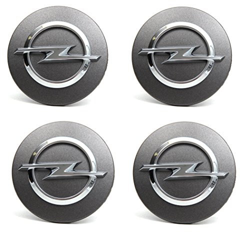 Opel Original-Opel/GM-Zierkappe für Alufelgen, aus gebürstetem Aluminium, Opel-Emblem, Anthrazit