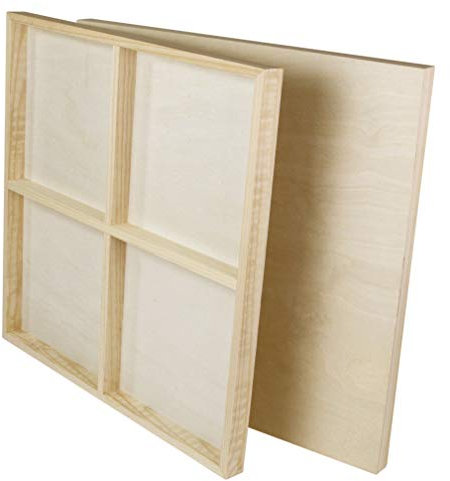 Paintersisters® Malgrund aus Holz, 2 Stück je 60 x 60 cm, 3D Optik - 38mm stark, Malplatte aus Holz, Holzleinwand, Ulmer Holzmalgrund