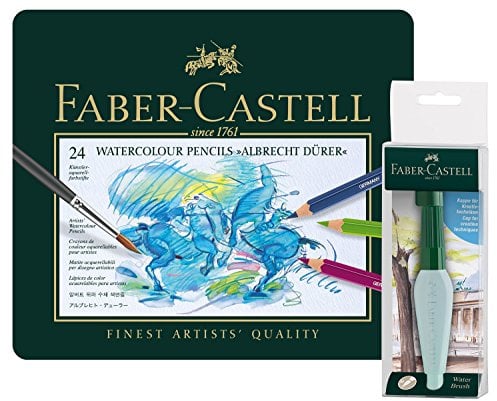 Faber-Castell 117590 Aquarellstifte Albrecht Durer 24 Metallkoffer Kunst und Grafik Wassertankpinsel
