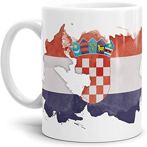 Tassendruck Flaggen-Tasse Kroatien Weiss - Fahne/Länderfarbe/Wasserfarbe/Aquarell/Cup/Tor/Qualität Made in Germany