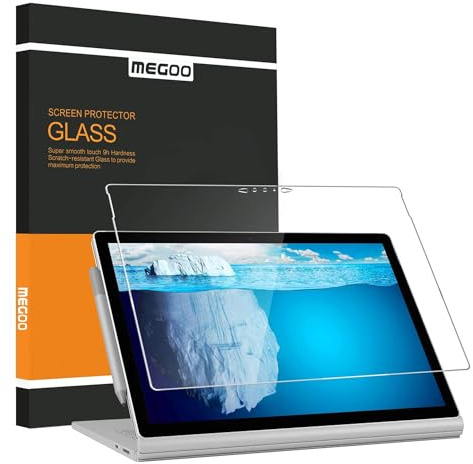 MEGOO Schutzfolie Kompatibel mit Surface Book 3 15 Zoll und Surface Book 2 15 Zoll Modell 1793/1907, HD Gehärtetes Glas, Anti-Kratz, Hohe Berührungsempfindlichkeit, Einfache Installation