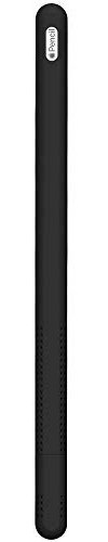 FRTMA Compatible Apple Pencil (2nd Generation) Full Skin Cover Holder Pocket Silicone Case Anti-Slip Sleeve + Nib Cover (2 Pieces) Compatible iPad Pro 12.9” (3rd Generation) & iPad Pro 11”, Black