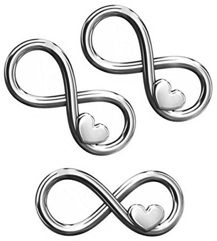 DIY925 3 Stück Verbinder Unendlichkeit Herz Carrier 925 Sterling Silber 16mm Anhänger Charms in Juweliers- Qualität