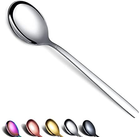 Berglander Cuillère à soupe de 6, couverts de cuillère à soupe en acier inoxydable, cuillère à soupe moderne brillante ensemble de cuillères de table lavable au lave-vaisselle