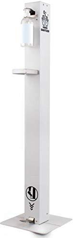 Stabile Desinfektionsspender Säule aus Metall - sichere Fuß-Bedienung - freistehend