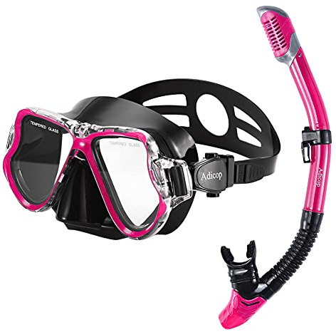 Adicop Schnorchelset Erwachsene Taucherbrille Erwachsene Snorkeling Set taucherbrille schnorchel Erwachsene Mit Nasenschut Taucherbrille Erwachsene mit Schnorchel Für Damen Und Herren