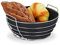 Relaxdays Brotkorb Metall, mit entnehmbarem Stoffeinsatz, rund, Frühstückskorb für Brot & Brötchen, Ø 23 cm, schwarz