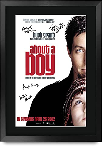 HWC Trading FR A3 About A Boy Movie Poster Hugh Grant Gifts Gedrucktes Poster Signiertes Autogrammbild für Fans von Film-Erinnerungsstücken - A3 gerahmt