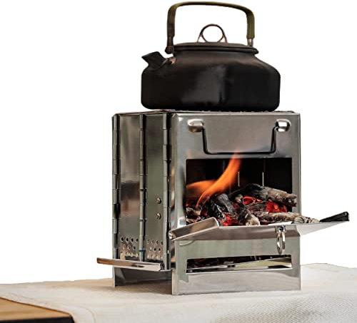 Tragbarer Campingkocher & Grill - Faltbarer Alkohol/Holzkohle/Zweigholz Lagerfeuer (klein)