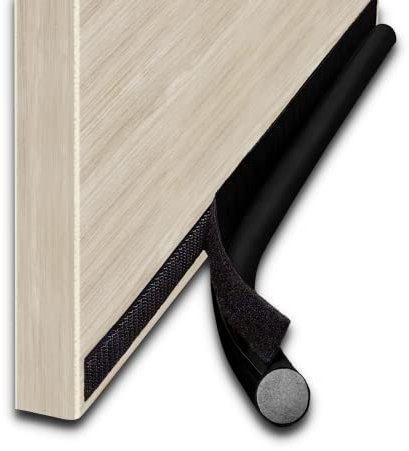 MOXVIO Door Draught Excluder, One-Sided Draft Blocker for Interior Exterior & Front Doors, Adhesive Door Bottom Seal, Weather Stripping Draft Stopper, Cuttable Adjustable Isolation Strip (Black)