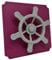 move and stic Platte 40x40 mit Spielfunktion Multifunktionsplatte Spielplatte mit Piratenlenkrad für Spielturm (Platte 40x40cm Magenta mit Piratenlenkrad grau)