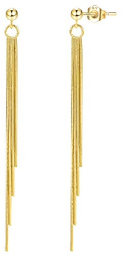 KISSPAT Orecchini lunghi Donna Pendenti oro Orecchini lunghi anallergici 14K Oro Placcato Orecchini con Nappe in argento 925 Regalo per una ragazza damigella d'onore per matrimoni