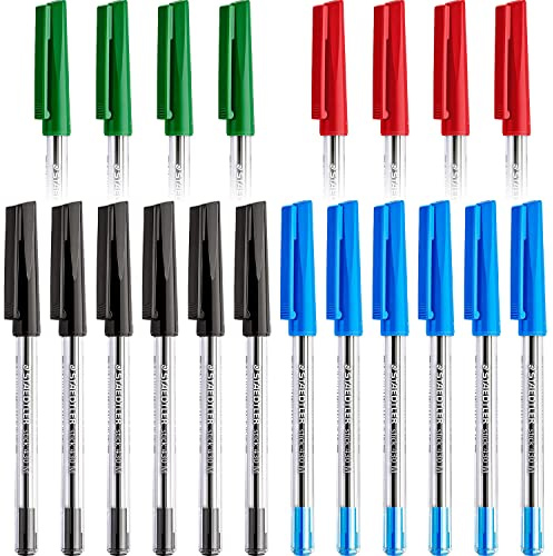 STAEDTLER Kugelschreiber, mittelgroß, 0,5 mm, 430 M, glatt, 6 x Schwarz, 6 x Blau, 4 x Grün und 4 x Rot, 20 Stück