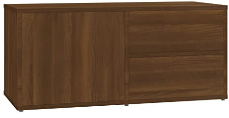 vidaXL Mueble de TV Soporte para Televisión Almacenamiento Compartimento Estante Salón Sala de Estar Hogar Madera Contrachapada Roble Marrón