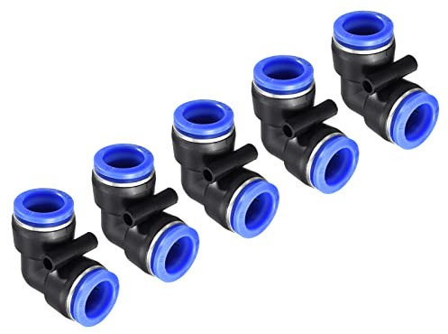 M METERXITY 5 Paquet Coude Pousser pour Connecter Tube Raccord - Pneumatique Air Pousser Rapide Connecte, Appliquer à Tuyau Connexion (16 mm OD, Bleu)