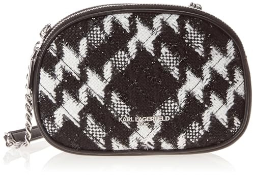 KARL LAGERFELD Damen Charlotte Crossbody Cross-Body, Schwarz/Weiß Hahnentritt
