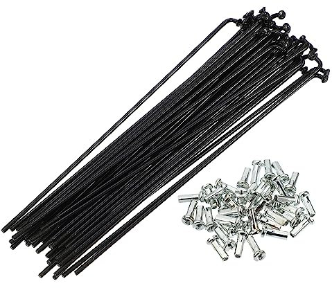 QUARKZMAN 40 Uds 14g J Bend 138mm Radios con Cabecillas para Bicicleta, Negro