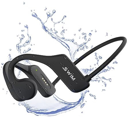 flymory Casque Conduction Osseuse Bluetooth 5.3, Écouteurs Natation IP68 Étanche, Lecteur MP3 avec Mémoire 32G intégré, Casque Natation sans Fil à Oreille Ouverte pour Course, Randonnée, Fitness