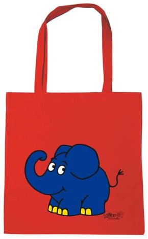 Logoshirt® Die Sendung mit der Maus I Elefant I Happy I Baumwolltasche I rot I Lizenziertes Originaldesign