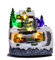 GIVOKE Musical Christmas Village Houses with Light, Rotating Train Light Up Village Scene Resin Christmas Houses Decorations (Battery Required) (Xmas tree)