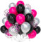 Teselife Ballons Noir Rose, 30 Pièces Métal Argent Rose Rouge Noir Confettis Ballon Latex Hélium Ruban Anniversaire Mariage Valentin Graduation Douche Nuptiale Femme Fille Enfant Princesse Thème Déco