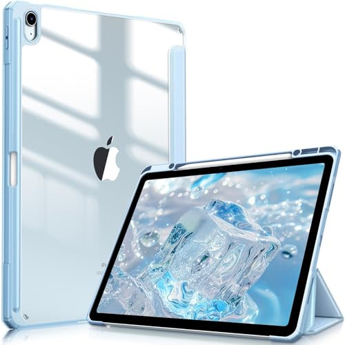 Fintie Hybrid Hülle für iPad Air 13 Zoll (M3) 2025, (M2) 2024 mit Stifthalter - Stoßfeste Schutzhülle Case mit transparenter Hartschale auf der Rückseite für iPad Air 13 Zoll Hülle, Himmelblau