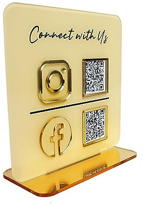 Letrero de código QR acrílico personalizado, logotipo personalizado, pago de escaneo múltiple y pantalla de redes sociales, forma 3D (2 códigos QR)