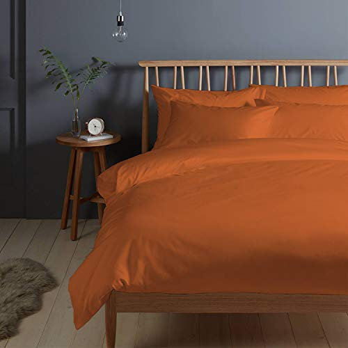 Pizuna 400 Fadenzahl aus Baumwolle Bettwäsche Verbrannt Orange, 100% Langstaple Baumwolle Bettbezug und Kissenbezug, 100% Baumwolle Mako Satin 2-Teilig Bettwäscheset 140x200 + 70x90 Verbrannt Orange