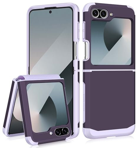 Coolden for Samsung Z Flip 6 Case with Hinge Protection Dual Layer Hard PC Soft TPU Bumper Full Body Shockproof Heavy Duty Protective Phone Cases Cover for Samsung Galaxy Z Flip 6 Case (Purple)