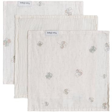 Baby's Only - Mulltücher Tender - Spucktücher aus Musselin - Mullwaschlappen - Babytücher - Linen/Clover - 3er Pack - 30x30 cm - 100% vorgewaschene Baumwolle